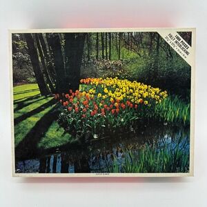 Vintage Whitman 1000 Piece Jigsaw Puzzle Tulips by the Water Fully Interlocking